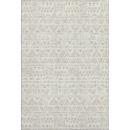 5' X 8' Ivory And Beige Southwestern Washable Area Rug With UV Protection