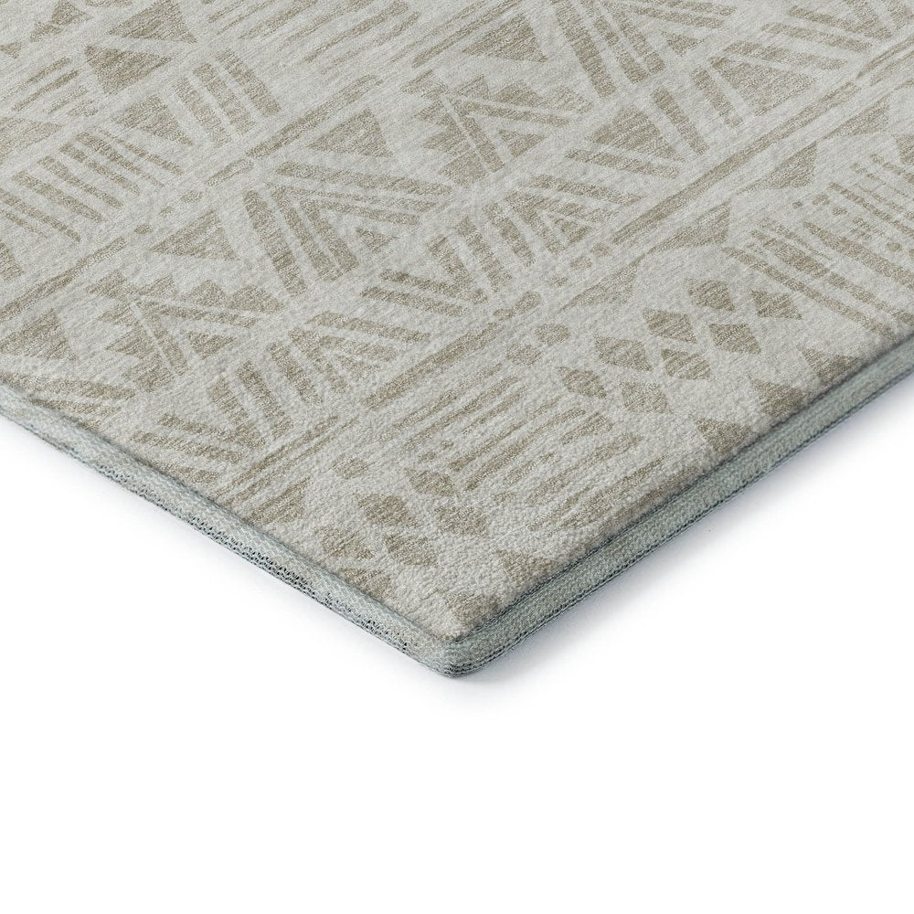 5' X 8' Ivory And Beige Southwestern Washable Area Rug With UV Protection