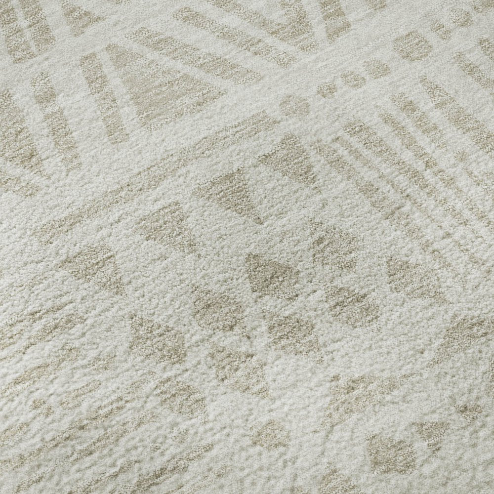 5' X 8' Ivory And Beige Southwestern Washable Area Rug With UV Protection