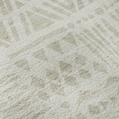 5' X 8' Ivory And Beige Southwestern Washable Area Rug With UV Protection