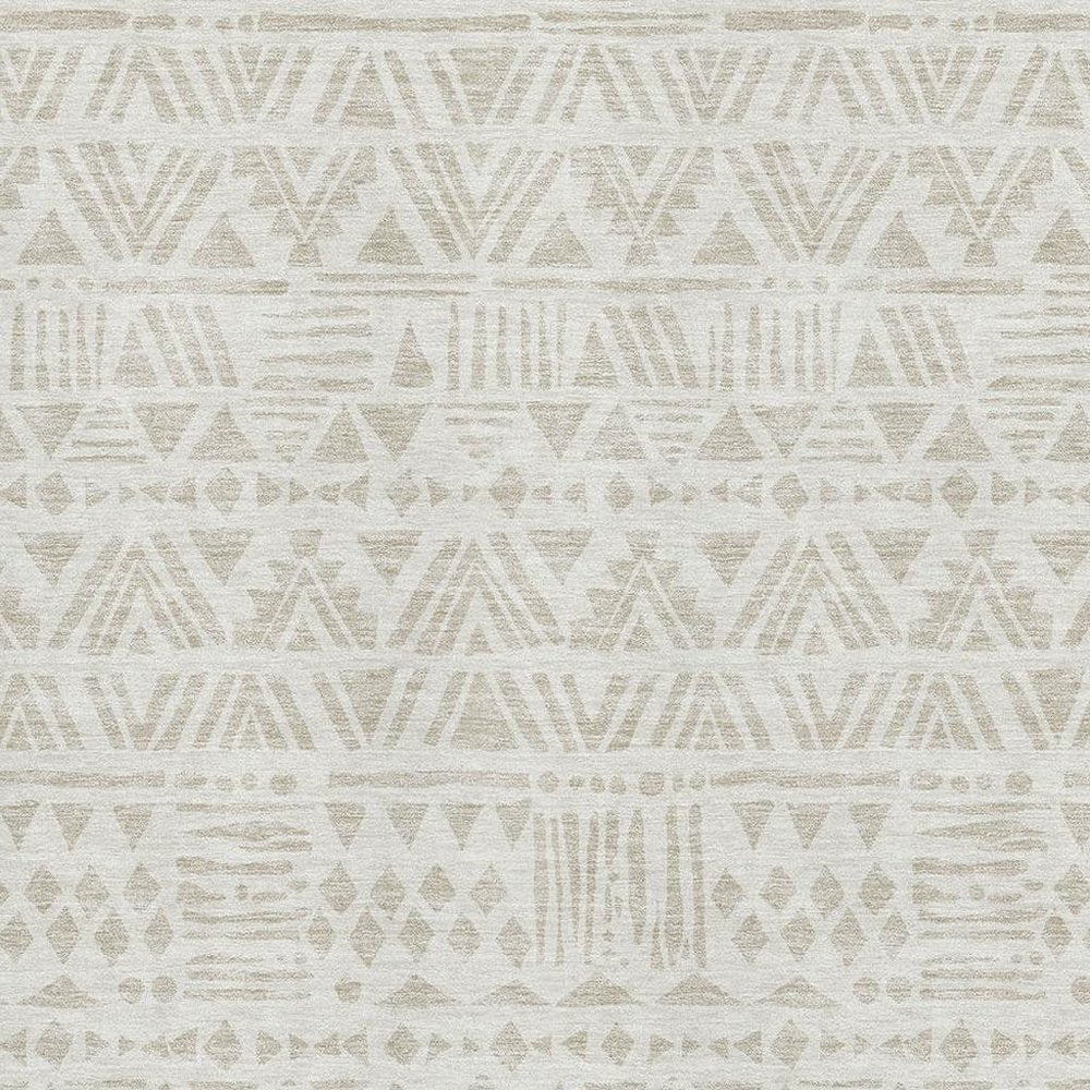 5' X 8' Ivory And Beige Southwestern Washable Area Rug With UV Protection