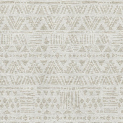 5' X 8' Ivory And Beige Southwestern Washable Area Rug With UV Protection