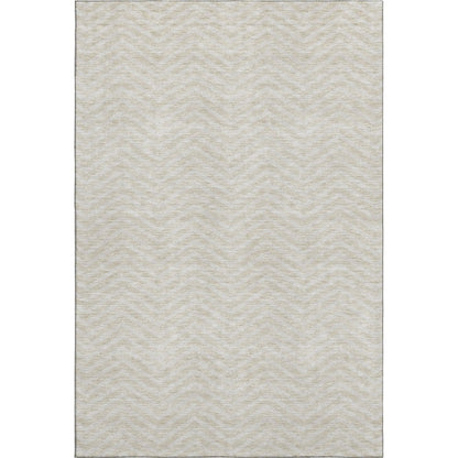 8' X 10' Beige And Ivory Chevron Washable Area Rug With UV Protection