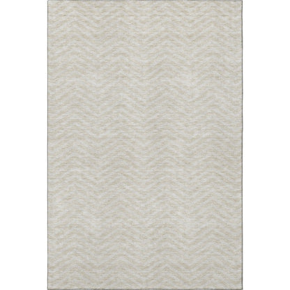 8' X 10' Beige And Ivory Chevron Washable Area Rug With UV Protection