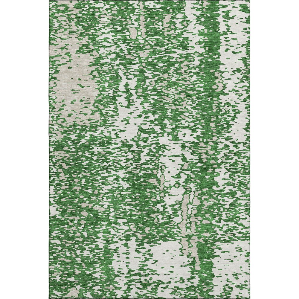 5' X 8' Emerald And Ivory Abstract Washable Area Rug With UV Protection