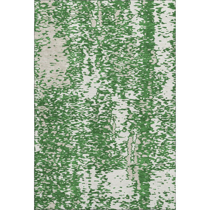5' X 8' Emerald And Ivory Abstract Washable Area Rug With UV Protection