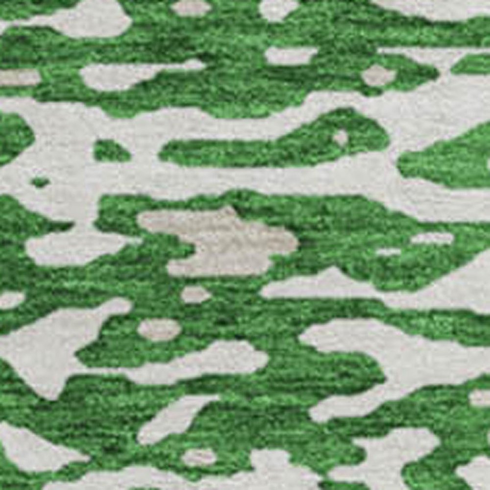 8' Emerald And Ivory Abstract Washable Round Rug With UV Protection