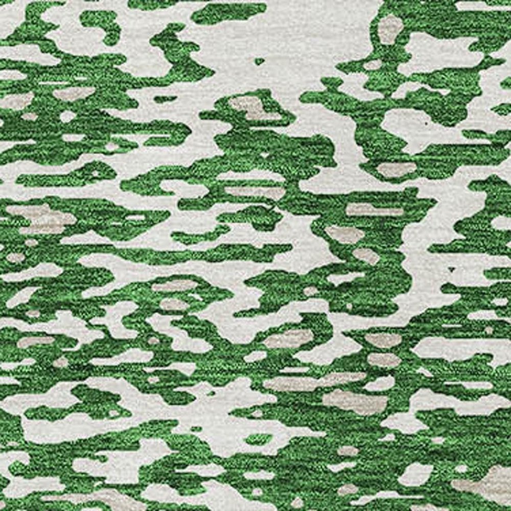 8' X 10' Emerald And Ivory Abstract Washable Area Rug With UV Protection