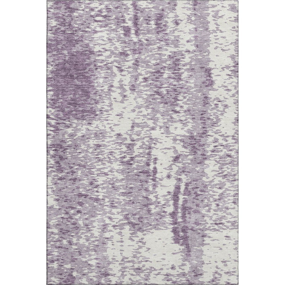 8' X 10' Lavender And Ivory Abstract Washable Area Rug With UV Protection