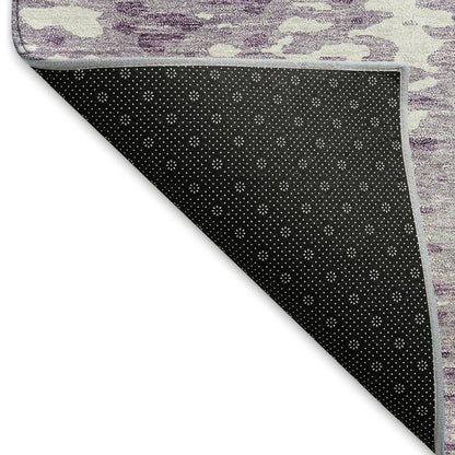 8' X 10' Lavender And Ivory Abstract Washable Area Rug With UV Protection