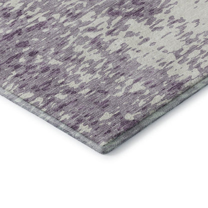 8' X 10' Lavender And Ivory Abstract Washable Area Rug With UV Protection