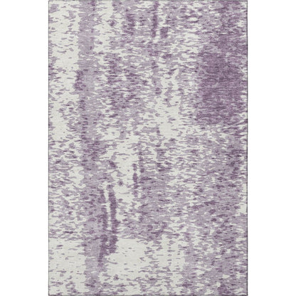 8' X 10' Lavender And Ivory Abstract Washable Area Rug With UV Protection
