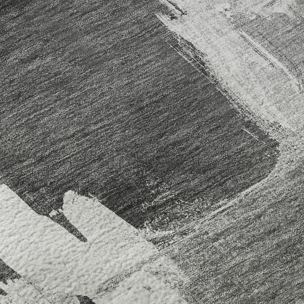 5' X 8' Gray Silver And Charcoal Abstract Washable Area Rug With UV Protection