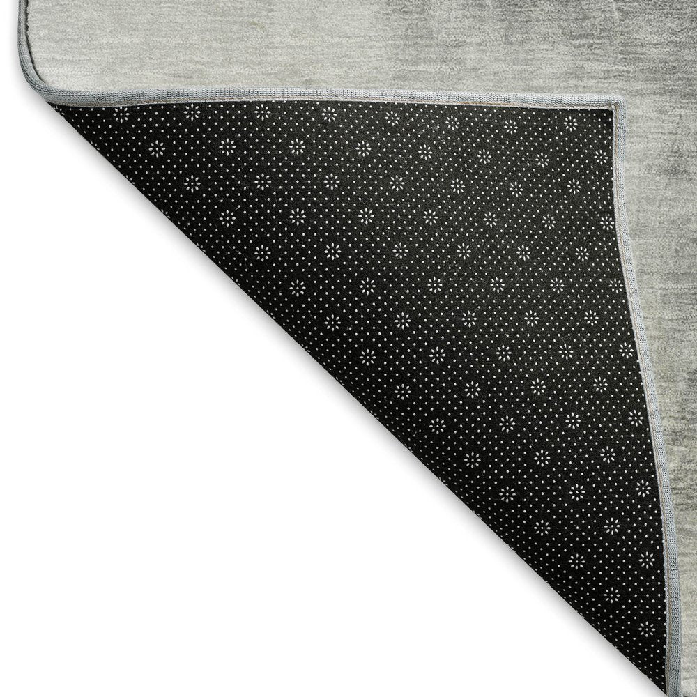5' X 8' Silver Gray And Charcoal Abstract Washable Area Rug With UV Protection