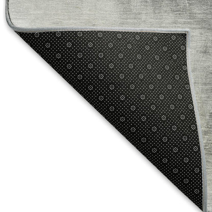 5' X 8' Silver Gray And Charcoal Abstract Washable Area Rug With UV Protection