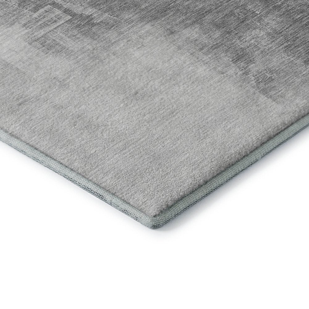 5' X 8' Silver Gray And Charcoal Abstract Washable Area Rug With UV Protection