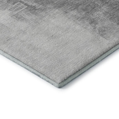 5' X 8' Silver Gray And Charcoal Abstract Washable Area Rug With UV Protection