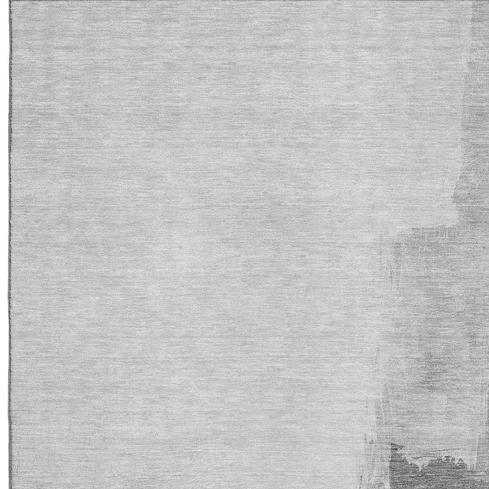 5' X 8' Silver Gray And Charcoal Abstract Washable Area Rug With UV Protection