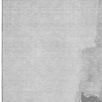 5' X 8' Silver Gray And Charcoal Abstract Washable Area Rug With UV Protection