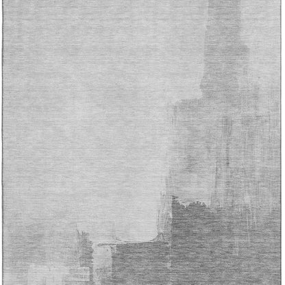 5' X 8' Silver Gray And Charcoal Abstract Washable Area Rug With UV Protection