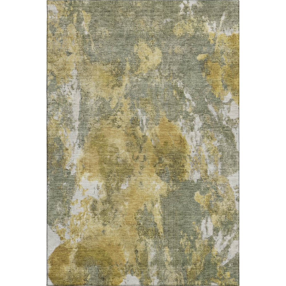 8' X 10' Taupe Gold And Ivory Abstract Washable Area Rug With UV Protection