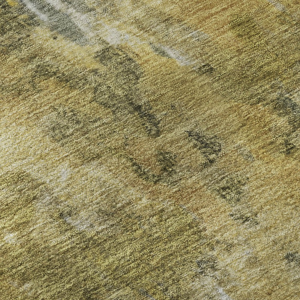 8' X 10' Taupe Gold And Ivory Abstract Washable Area Rug With UV Protection