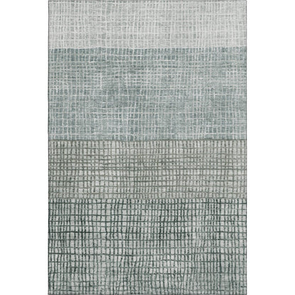 8' X 10' Aqua Ivory And Gray Geometric Washable Area Rug With UV Protection