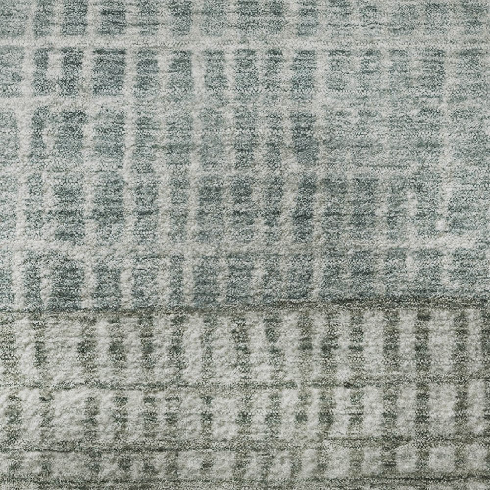 8' X 10' Aqua Ivory And Gray Geometric Washable Area Rug With UV Protection