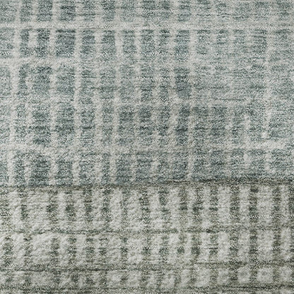 8' X 10' Aqua Ivory And Gray Geometric Washable Area Rug With UV Protection