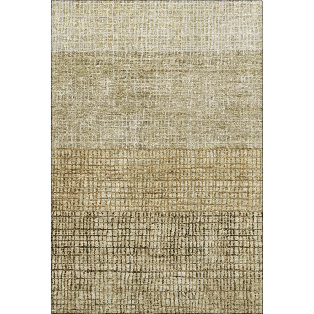 8' X 10' Brown And Beige Geometric Washable Area Rug With UV Protection