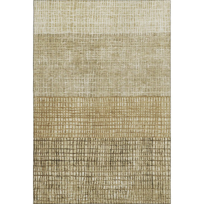 8' X 10' Brown And Beige Geometric Washable Area Rug With UV Protection