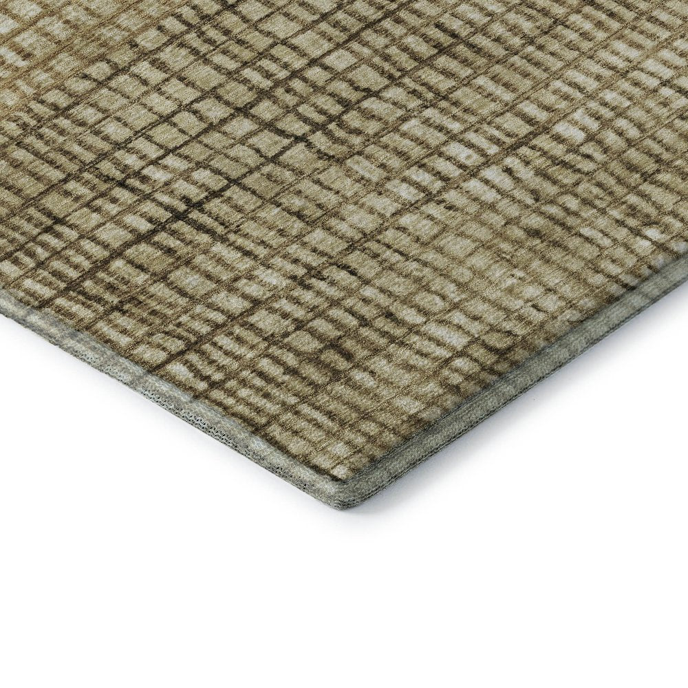 8' X 10' Brown And Beige Geometric Washable Area Rug With UV Protection