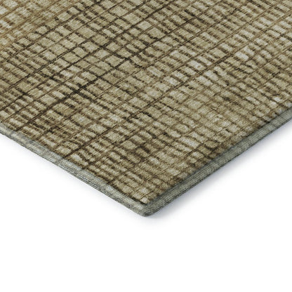 8' X 10' Brown And Beige Geometric Washable Area Rug With UV Protection