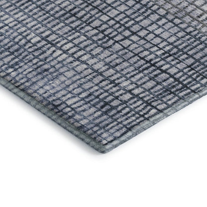5' X 8' Blue And Gray Geometric Washable Area Rug With UV Protection