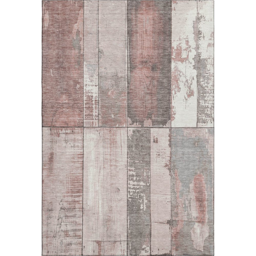 5' X 8' Copper And Gray Geometric Washable Area Rug With UV Protection