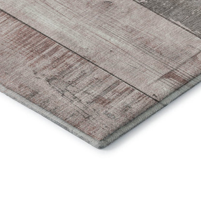 5' X 8' Copper And Gray Geometric Washable Area Rug With UV Protection