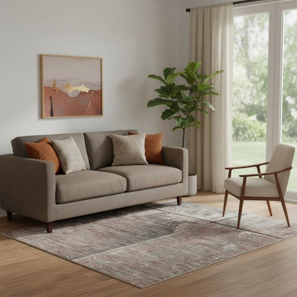 5' X 8' Copper And Gray Geometric Washable Area Rug With UV Protection