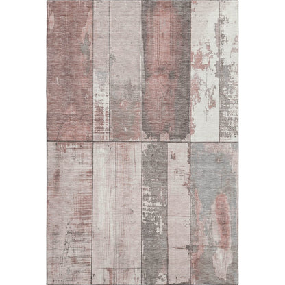8' X 10' Copper And Gray Geometric Washable Area Rug With UV Protection