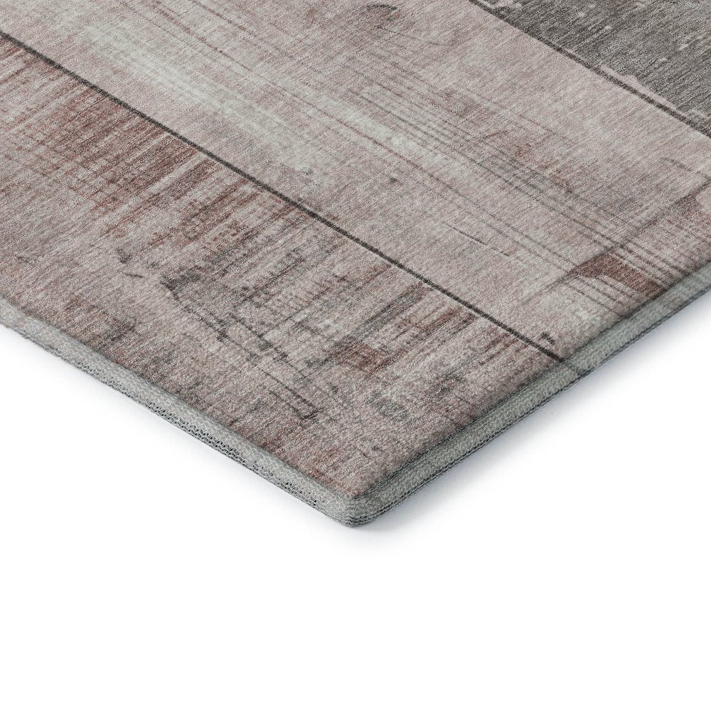 8' X 10' Copper And Gray Geometric Washable Area Rug With UV Protection