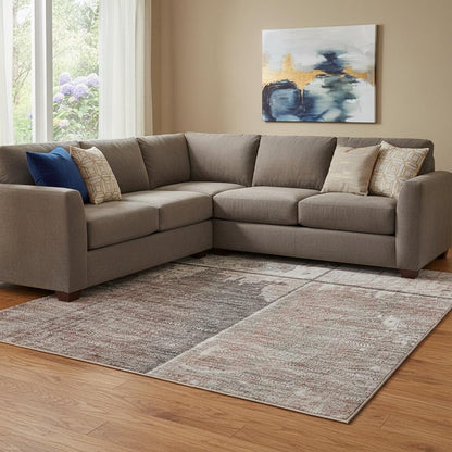 8' X 10' Copper And Gray Geometric Washable Area Rug With UV Protection