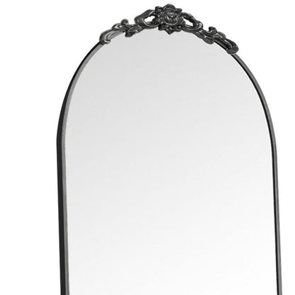 Black Aluminum Arch Freestanding Ornate Framed Accent Mirror