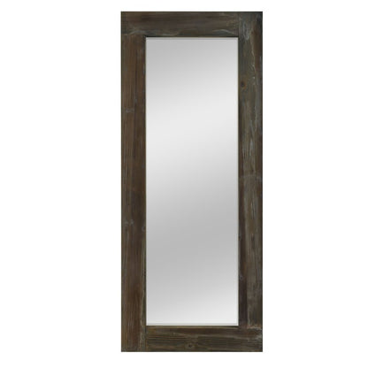 57" Brown Solid Wood Freestanding Ornate Framed Accent Mirror