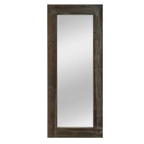 57" Brown Solid Wood Freestanding Ornate Framed Accent Mirror