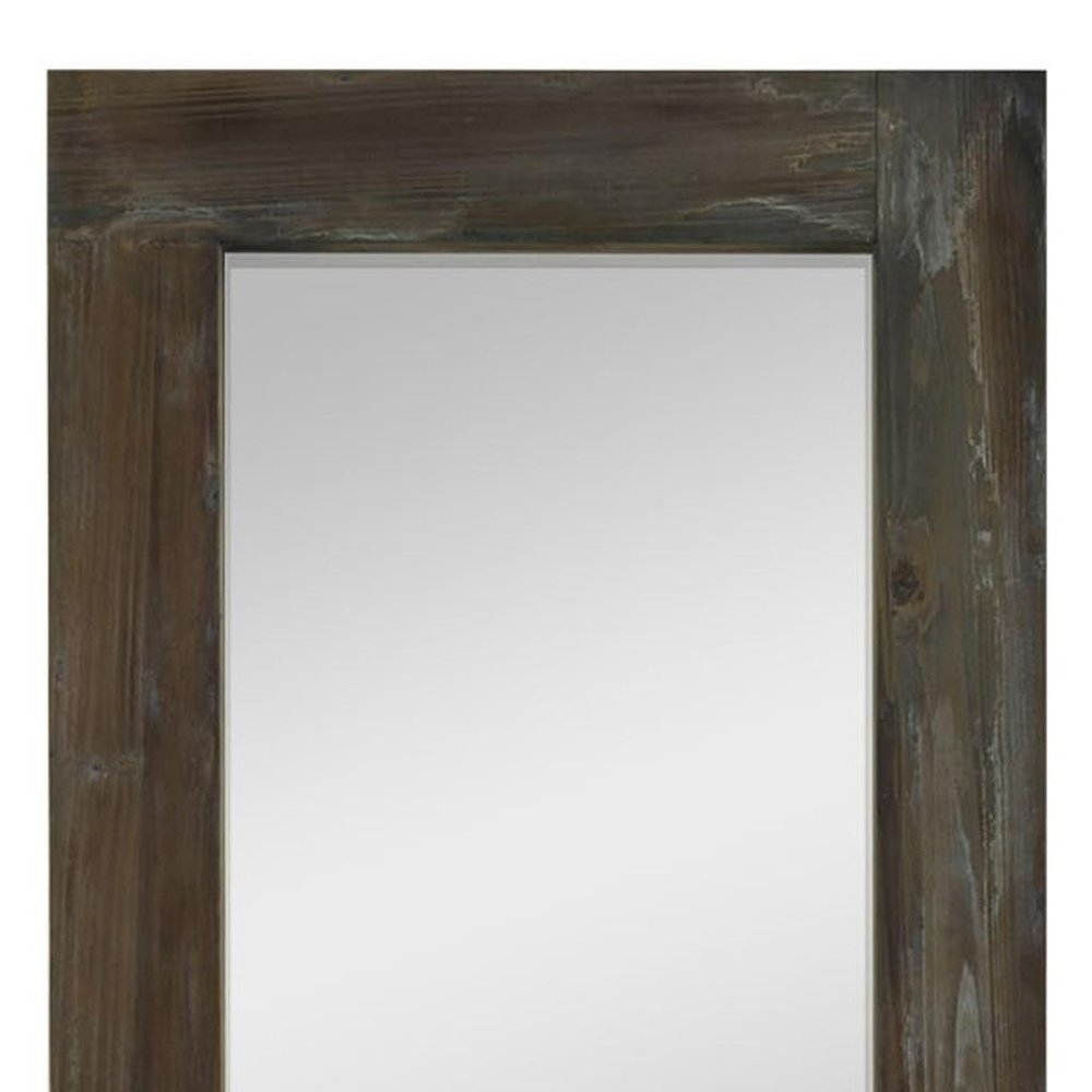 57" Brown Solid Wood Freestanding Ornate Framed Accent Mirror