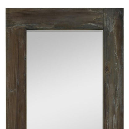 57" Brown Solid Wood Freestanding Ornate Framed Accent Mirror