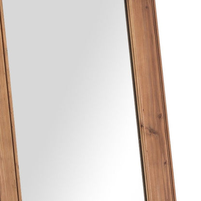 64" Brown Wood Freestanding Or Wall Mounted Framed Full Length Mirror