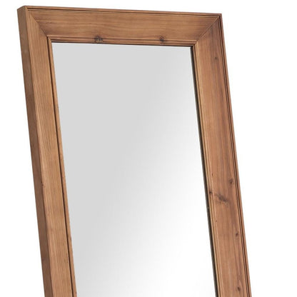 64" Brown Wood Freestanding Or Wall Mounted Framed Full Length Mirror