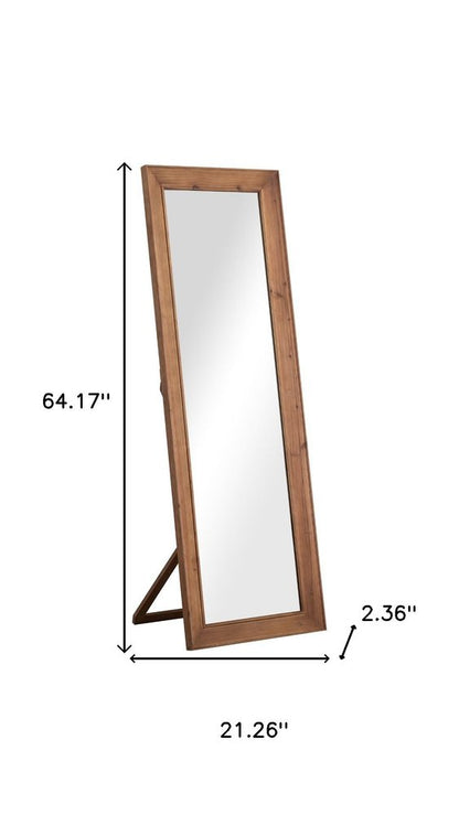 64" Brown Wood Freestanding Or Wall Mounted Framed Full Length Mirror