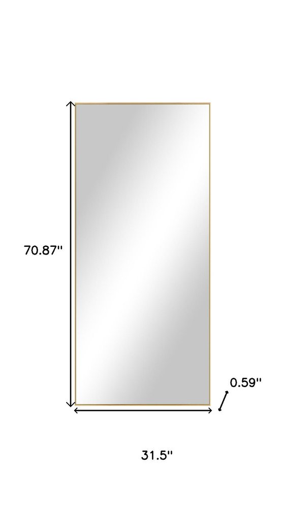 Gold Aluminum Freestanding Ornate Framed Accent Mirror