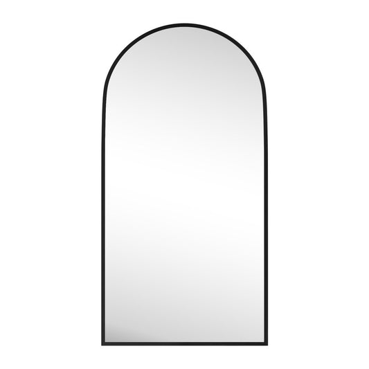 Black Aluminum Arch Freestanding Ornate Framed Accent Mirror